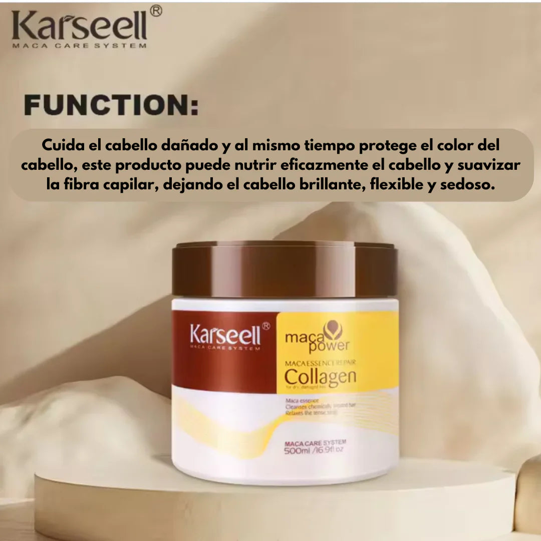 TRATAMIENTO CAPILAR CON COLÁGENO KARSEELL REPARACIÓN PROFUNDA ACONDICIONADOR CON ACEITE DE ARGÁN Y COLÁGENO, MASCARILLA ESENCIA PARA CABELLO SECO Y DAÑADO, TODOS LOS TIPOS DE CABELLO, 16.90 OZ / 500 ML.